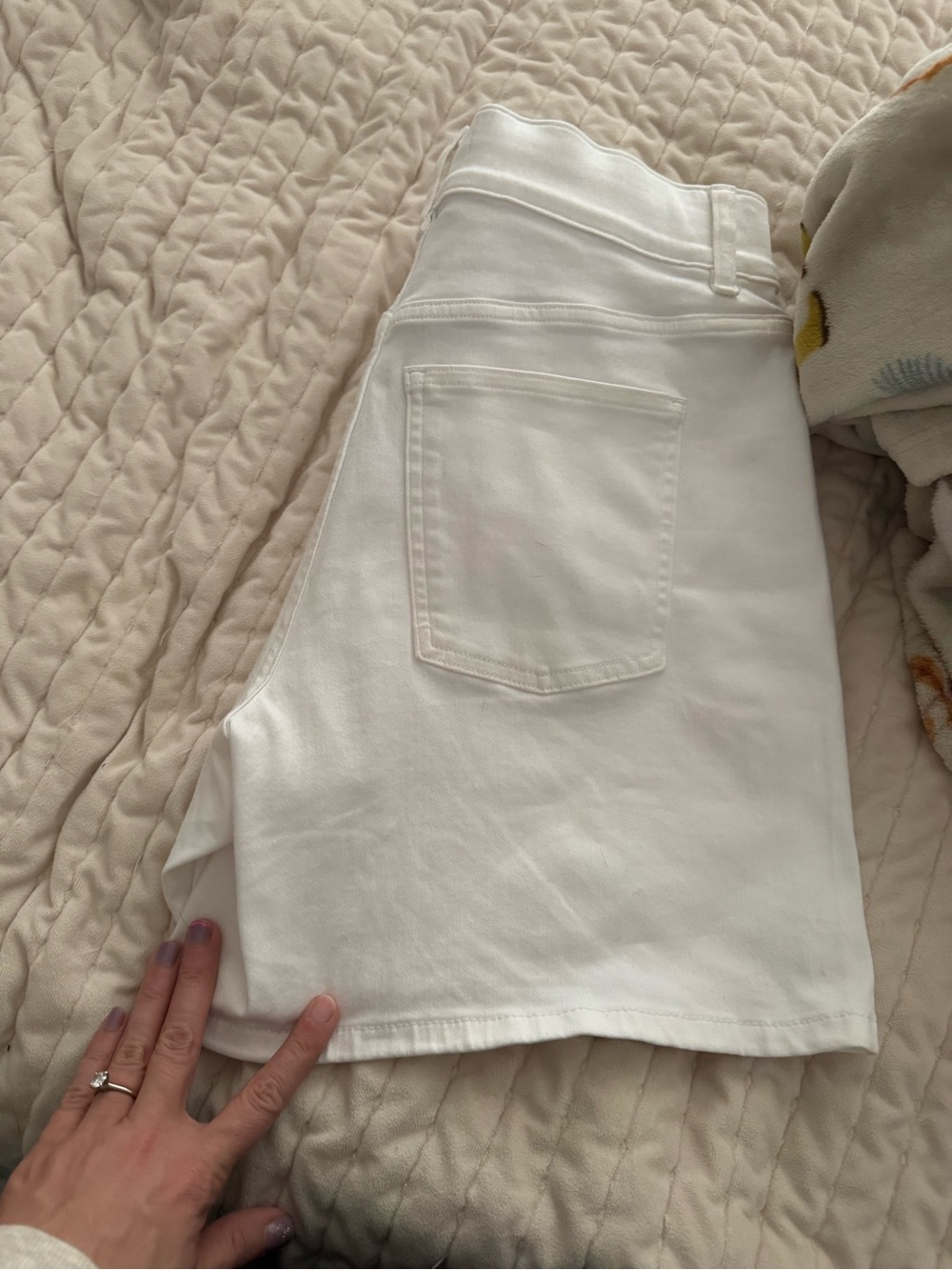 SPANX White High-Rise Denim Shorts
